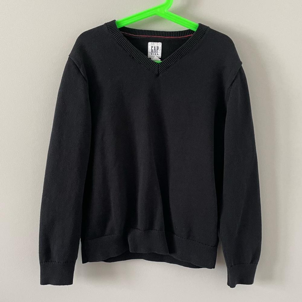 GAP Kids 100% Organic Cotton V-Neck Knit Sweater - Black